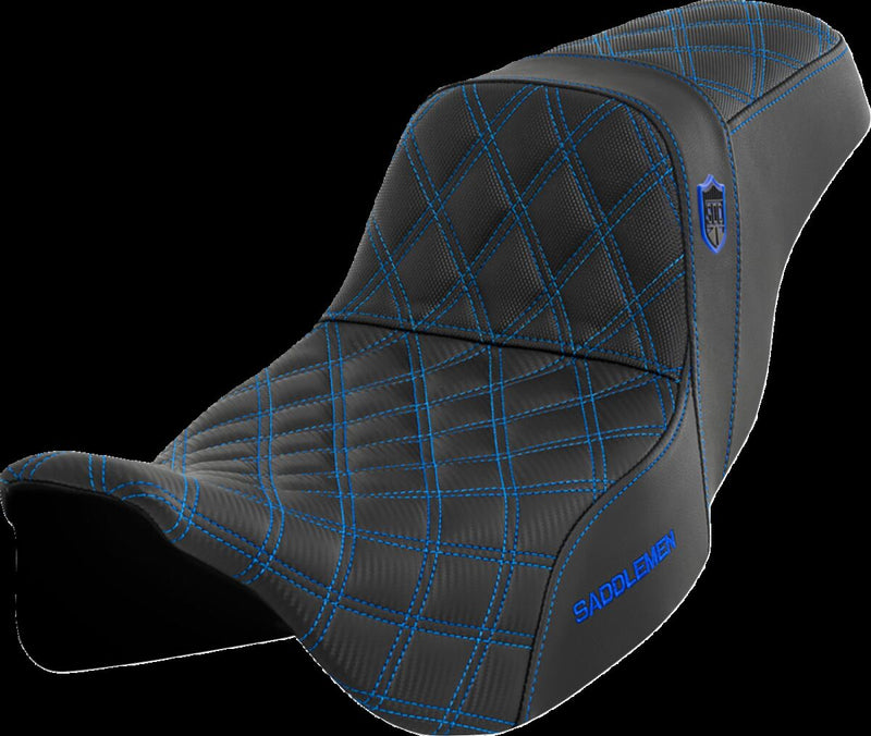 Saddlemen Pro Series SDC Performance Grip Seat - 2-Up Seat, Each, Saddlehyde™ - Black / Blue for Harley-Davidson Touring 2008-2024