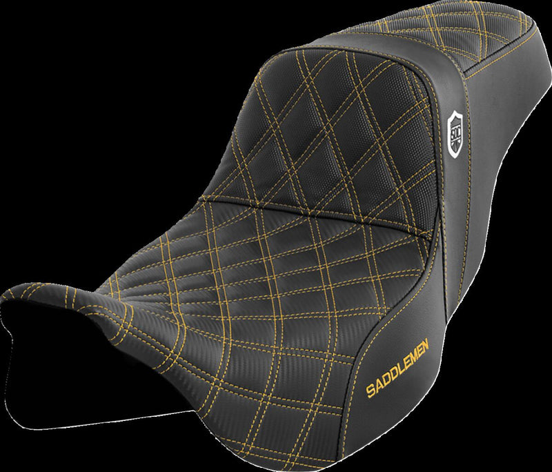 Saddlemen Pro Series SDC Performance Grip Seat - 2-Up Seat, Saddlehyde™, Each - Black / Gold for Harley-Davidson Touring 2008-2024