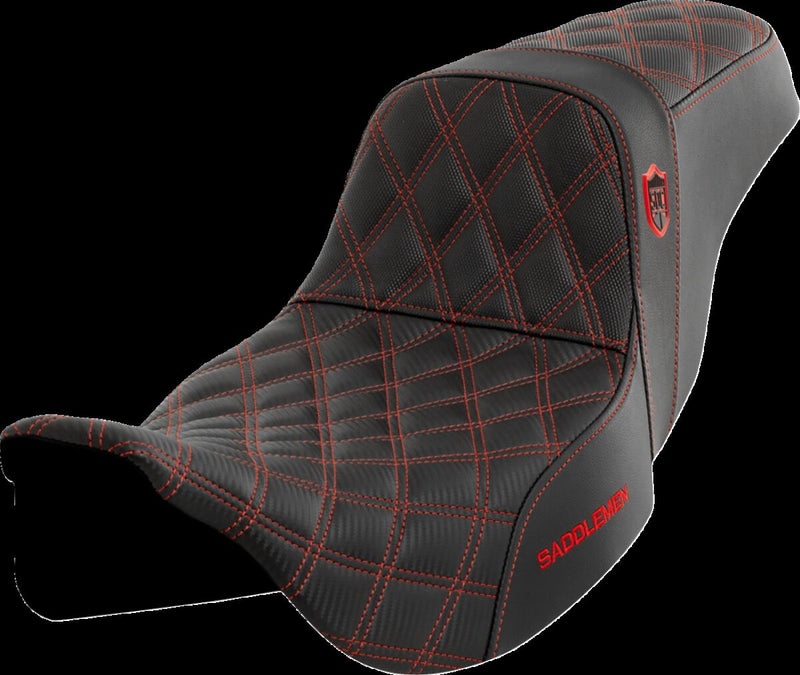 Saddlemen Pro Series SDC Performance Grip Seat - Saddlehyde™, Each, 2-Up Seat - Black / Red for Harley-Davidson Touring 2008-2024