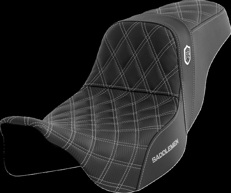 Saddlemen Pro Series SDC Performance Grip Seat - Saddlehyde™, 2-Up Seat, Each - Black / Silver for Harley-Davidson Touring 2008-2024