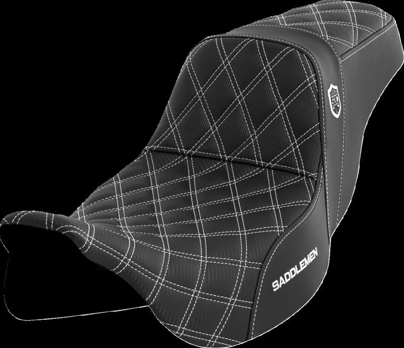 Saddlemen Pro Series SDC Performance Grip Seat - 2-Up Seat, Each, Saddlehyde™ - Black / White for Harley-Davidson Touring 2008-2024