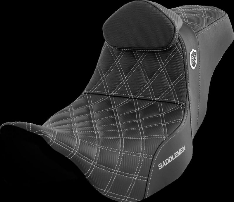 Saddlemen Pro Series SDC Performance Grip Seat - Each, Saddlehyde™, 2-Up Seat - Black / Silver for Harley-Davidson Touring 2008-2024