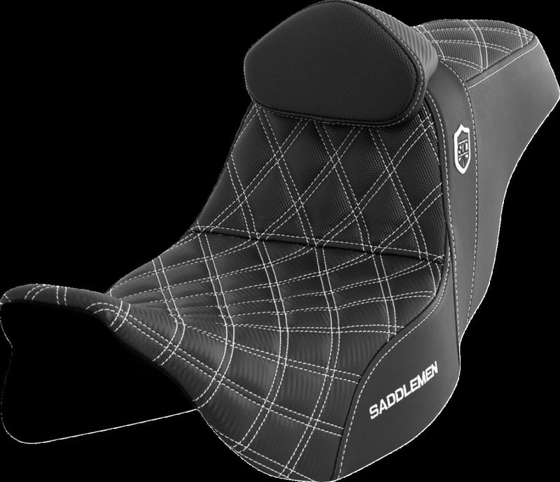 Saddlemen Pro Series SDC Performance Grip Seat - Each, Saddlehyde™, 2-Up Seat - Black / White for Harley-Davidson Touring 2008-2024