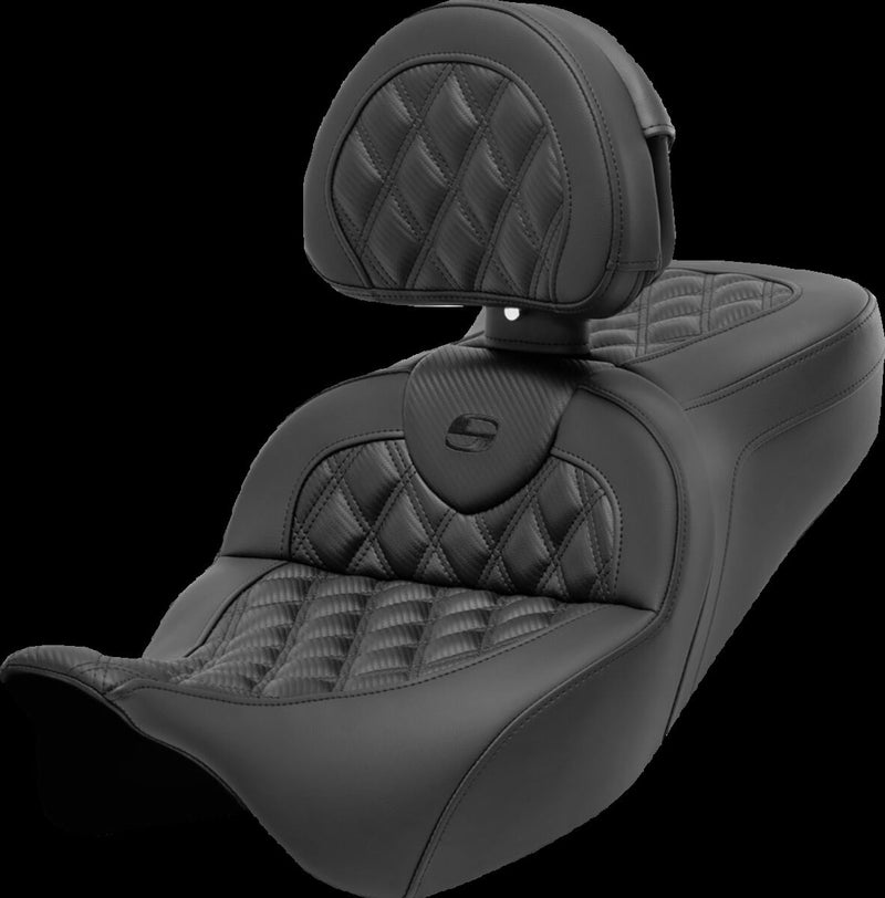 Saddlemen Roadsofa™ Seat - Each, 2-Up Seat, Leather /  Saddlehyde™ - Black for Harley-Davidson Touring & Trike 2008-2024
