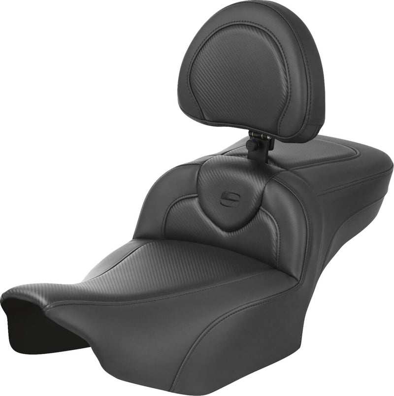 Saddlemen Roadsofa™ Extended Reach Seat - Leather /  Saddlehyde™, One-Piece - Black for Harley-Davidson Touring 2023-2026