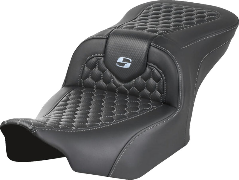 Saddlemen Honeycomb Roadsofa™ Seat - One-Piece, Saddlehyde™, Each - Black / Silver for Harley-Davidson Touring 2023-2026