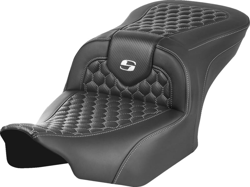 Saddlemen Honeycomb Roadsofa™ Seat - One-Piece, Saddlehyde™, Each - Black / White for Harley-Davidson Touring 2023-2026