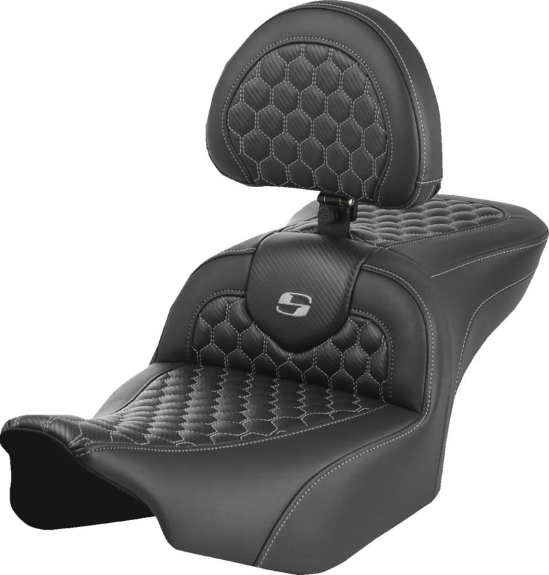 Saddlemen Honeycomb Roadsofa™ Seat - One-Piece, Saddlehyde™, Each - Black / Gray for Harley-Davidson Touring 2023-2026