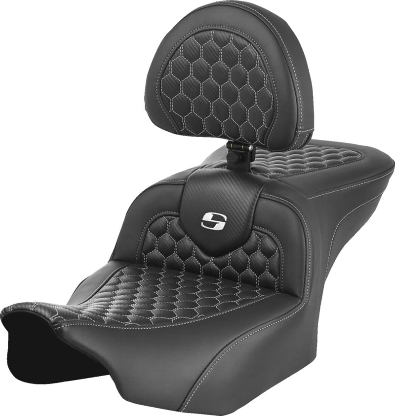 Saddlemen Honeycomb Roadsofa™ Seat - Saddlehyde™, One-Piece, Each - Black / White for Harley-Davidson Touring 2023-2026