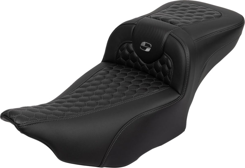 Saddlemen Roadsofa™ Extended Reach Seat - Saddlehyde™, One-Piece - Black / Gray for Harley-Davidson Touring 2023-2026