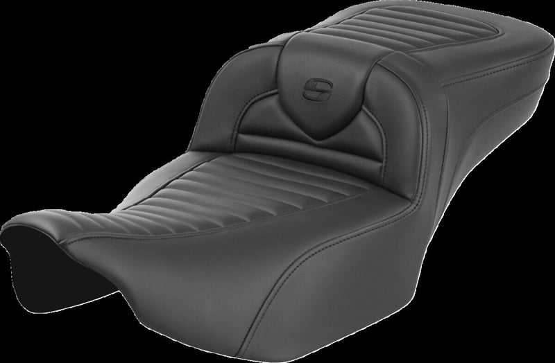 Saddlemen Roadsofa™ Extended Reach Seat - One-Piece, Leather /  Saddlehyde™ - Black for Harley-Davidson Touring 2023-2026