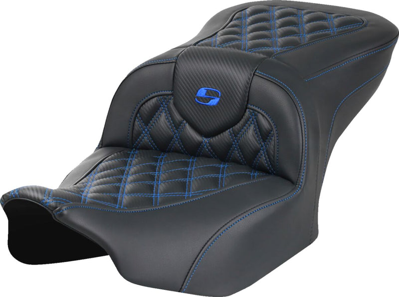 Saddlemen Roadsofa™ Lattice Stitch Seat - One-Piece, Saddlehyde™, Each - Black / Blue for Harley-Davidson Touring 2023-2026