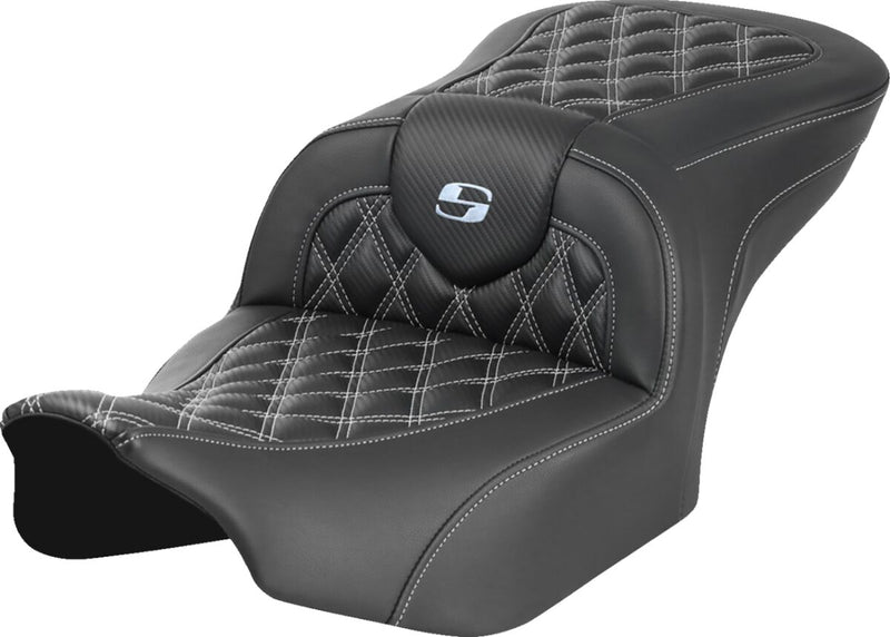 Saddlemen Roadsofa™ Carbon Fiber Seat - Saddlehyde™, One-Piece, Each - Black / Silver for Harley-Davidson Touring 2023-2026