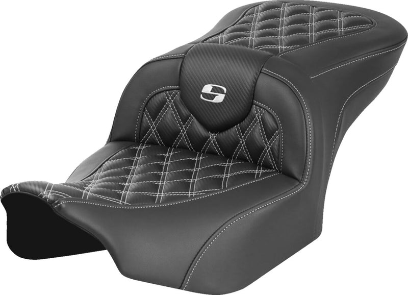 Saddlemen Roadsofa™ Lattice Stitch Seat - One-Piece, Each, Saddlehyde™ - Black / White for Harley-Davidson Touring 2023-2026
