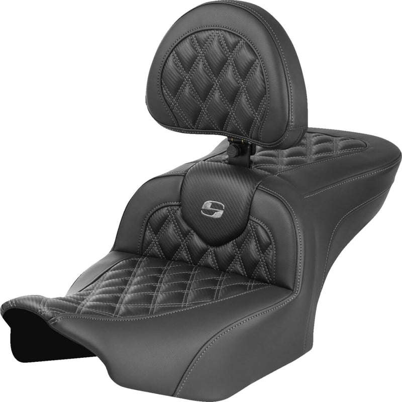 Saddlemen Roadsofa™ Lattice Stitch Seat - One-Piece, Each, Saddlehyde™ - Black / Gray for Harley-Davidson Touring 2023-2026