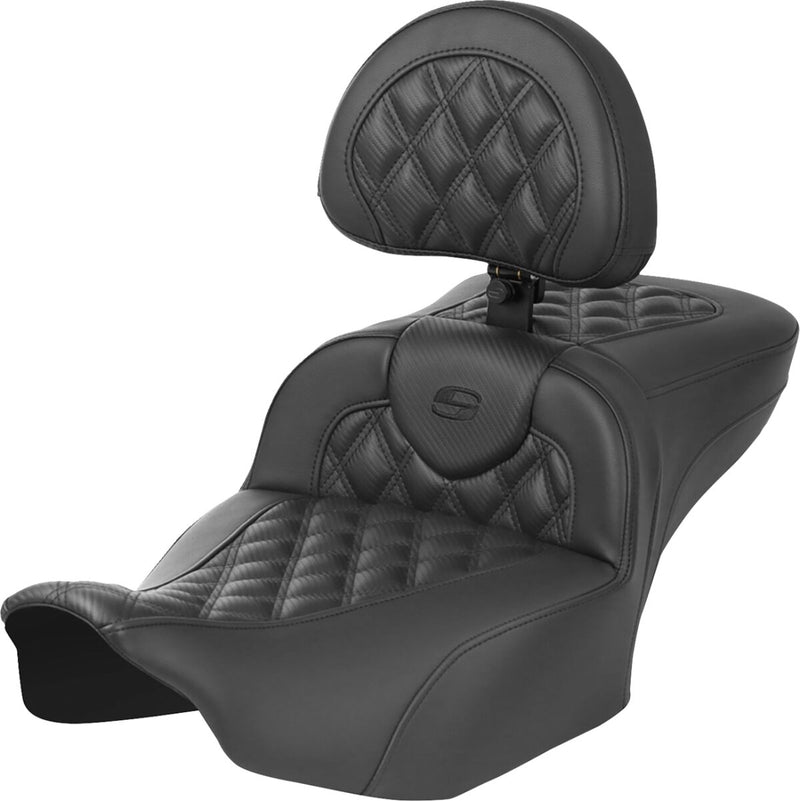 Saddlemen Roadsofa™ Extended Reach Seat - One-Piece, Leather /  Saddlehyde™ - Black for Harley-Davidson Touring 2023-2026