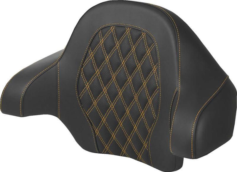 Saddlemen Tour Pak® Backrest Pad - Roadsofa™, Leather /  Saddlehyde™, Each - Black / Gold for Harley-Davidson Touring 2014-2025