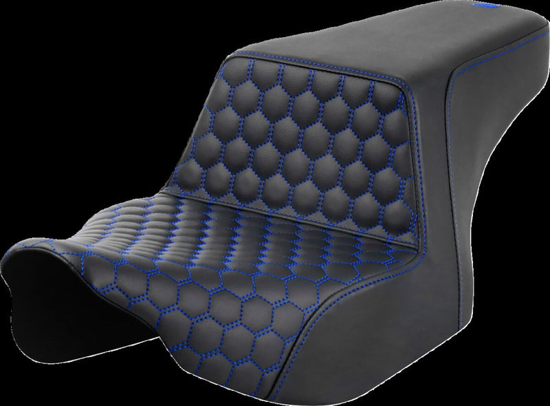 Saddlemen Honeycomb Step-up Seat - 2-Up Seat, Each, Saddlehyde™ - Black / Blue for Harley-Davidson Touring 2023-2026