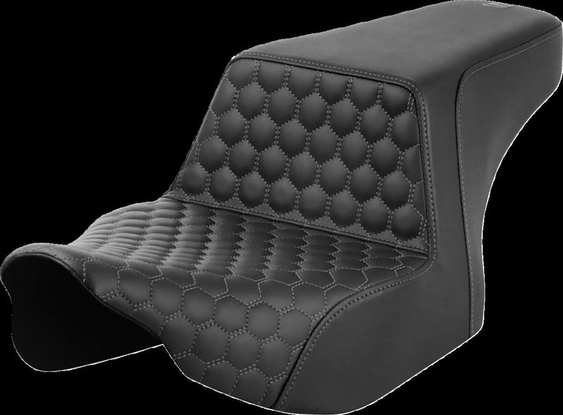 Saddlemen Honeycomb Step-up Seat - Saddlehyde™, Each, 2-Up Seat - Black / Gray for Harley-Davidson Touring 2023-2026