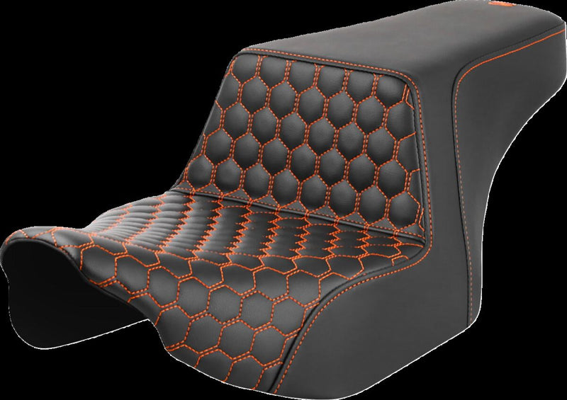 Saddlemen Honeycomb Step-up Seat - 2-Up Seat, Saddlehyde™, Each - Black / Orange for Harley-Davidson Touring 2023-2026
