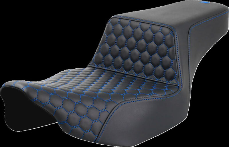 Saddlemen Honeycomb Step-up Seat - Saddlehyde™, Each, 2-Up Seat - Black / Blue for Harley-Davidson Touring 2023-2026