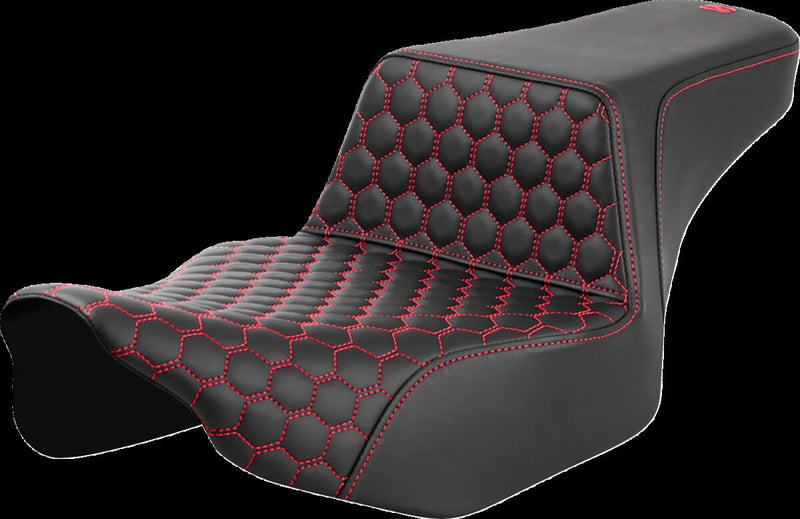 Saddlemen Honeycomb Step-up Seat - 2-Up Seat, Saddlehyde™, Each - Black / Red for Harley-Davidson Touring 2023-2026