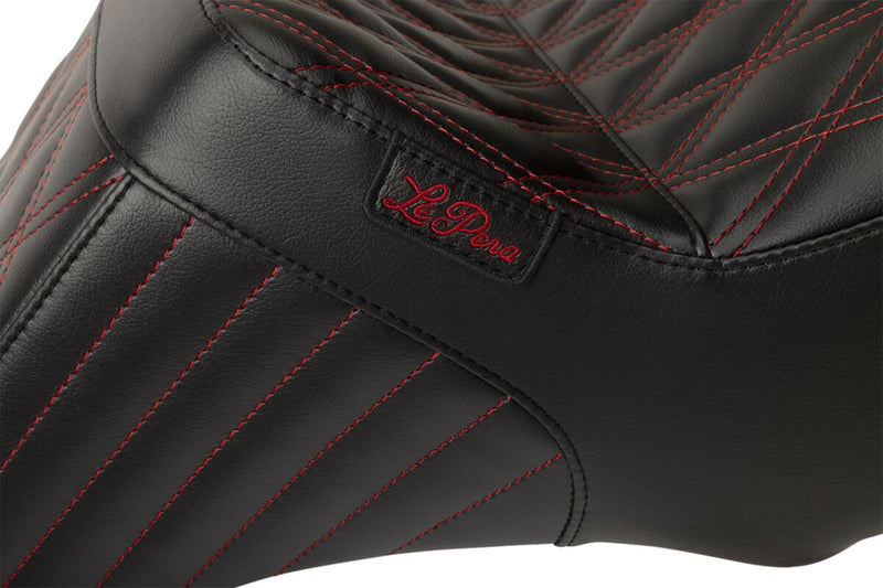 Le Pera Tailwhip Seat Black Red 2-Up Seat BikerTec Each