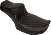 Le Pera Tailwhip Daddy Long Legs Seat for 2023-2026 Harley-Davidson Black Orange 2-Up Seat BikerTec