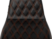 Le Pera Tailwhip Daddy Long Legs Seat for 2023-2026 Harley-Davidson Black Orange 2-Up Seat BikerTec #LV-587DLDD-OB4