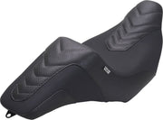 Mustang Kodlin Signature Series Squareback™ Seat for 2009-2025 Harley-Davidson Black Grey 2-Up Seat One-Piece Vinyl #76324GM