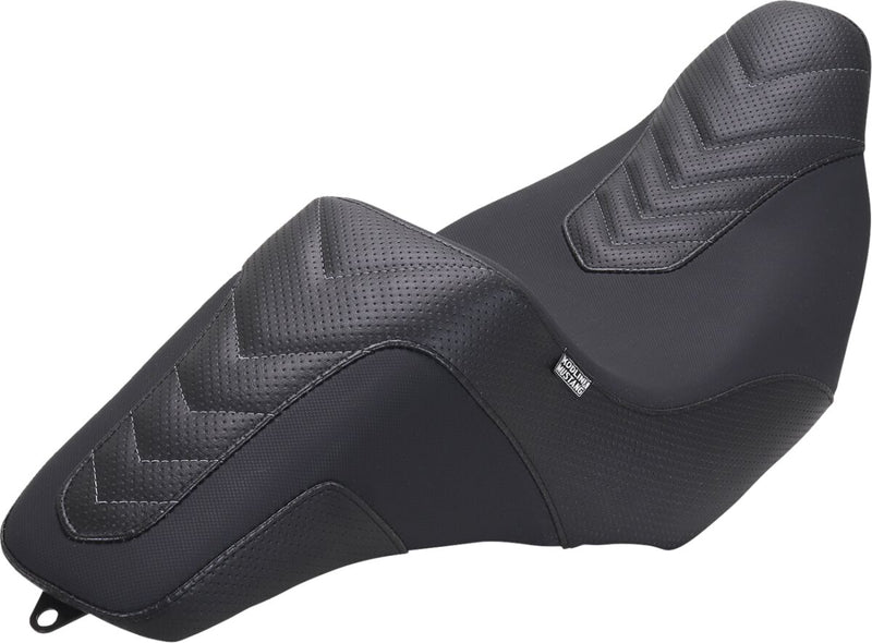 Mustang Kodlin Signature Series Squareback™ Seat for 2009-2025 Harley-Davidson Black Grey 2-Up Seat One-Piece Vinyl #76324GM