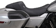 Mustang Kodlin Signature Series Squareback™ Seat for 2009-2025 Harley-Davidson Black Grey 2-Up Seat One-Piece Vinyl #76324GM