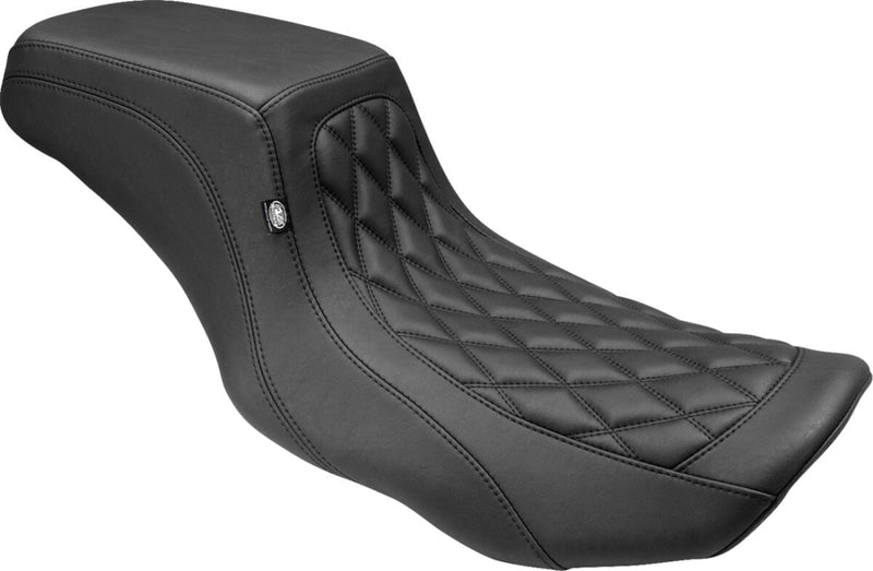 Mustang Double Diamond Squareback Seat for 2023-2026 Harley-Davidson Black 2-Up Seat One-Piece Vinyl #88416