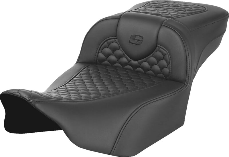 Saddlemen Dragon Scale Stitch Roadsofa™ Seat - 2-Up Seat, Saddlehyde™, Each - Black for Harley-Davidson Touring 2023-2026