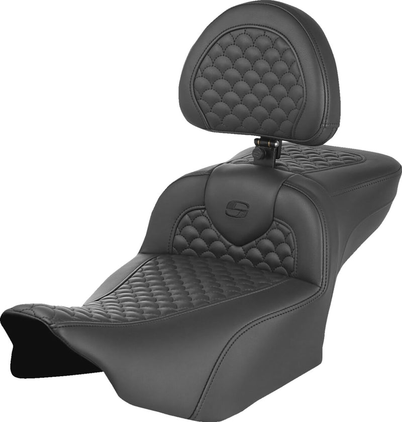 Saddlemen Dragon Scale Stitch Roadsofa™ Seat - Each, Saddlehyde™, 2-Up Seat - Black for Harley-Davidson Touring 2023-2026