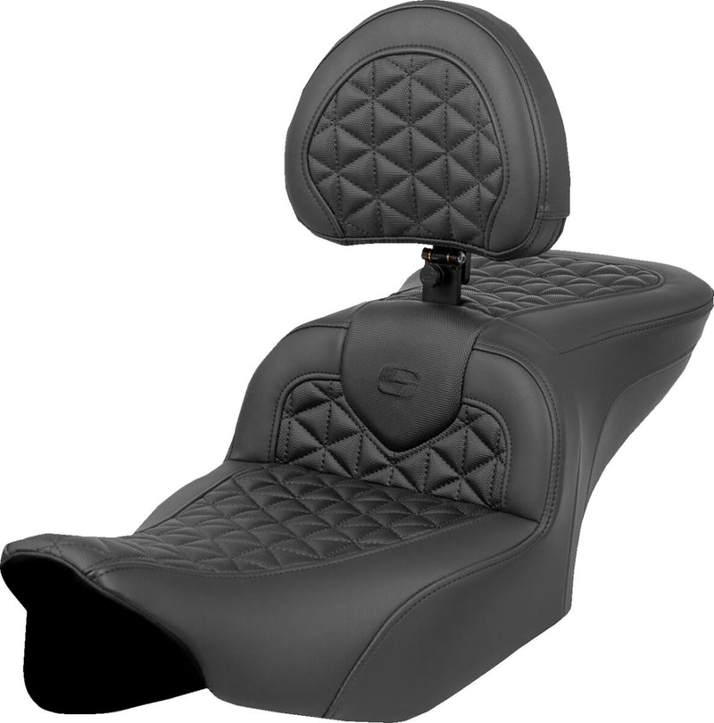 Saddlemen Roadsofa™ Tri Gripper Seat - Saddlehyde™, Each, 2-Up Seat - Black for Harley-Davidson Touring 2023-2026