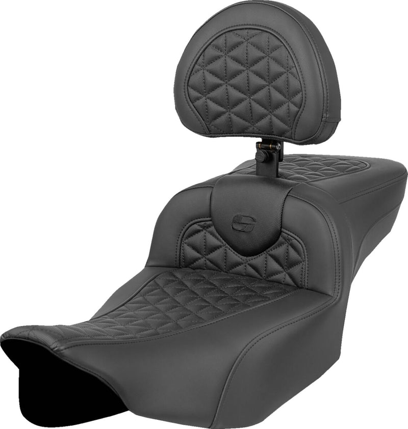 Saddlemen Extended Reach Roadsofa™ Tri Gripper Seat - 2-Up Seat, Saddlehyde™ - Black for Harley-Davidson Touring 2023-2026