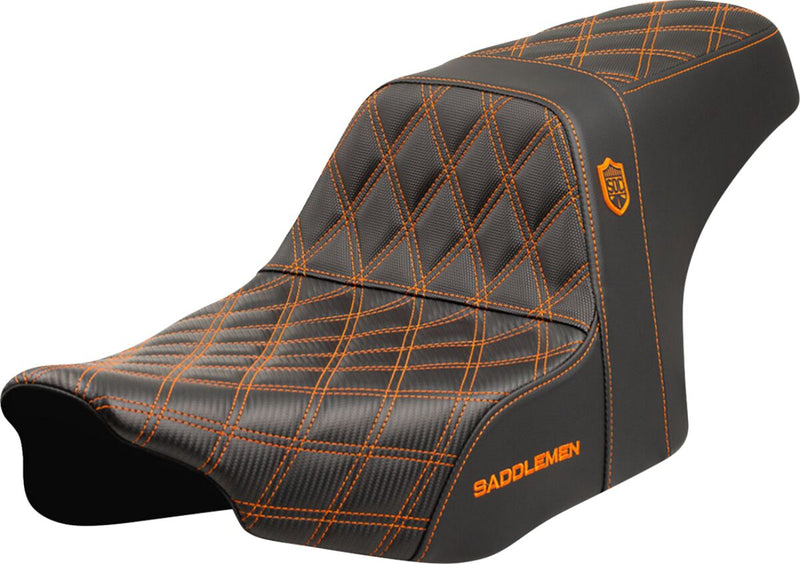 Saddlemen Pro Series SDC Performance Grip Seat for 2023-2026 Harley-Davidson Black Orange 2-Up Seat Saddlehyde™ #SC82307D3