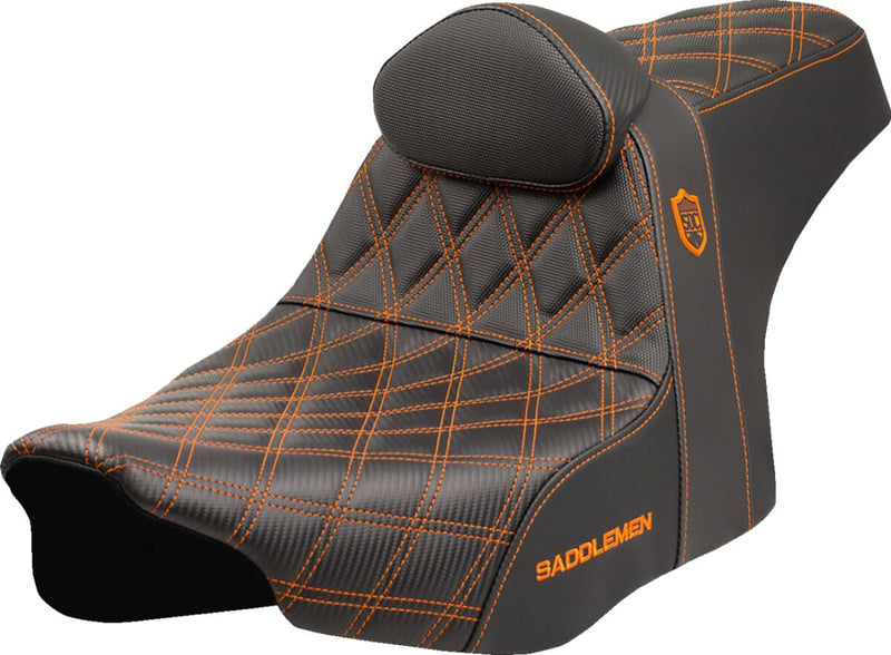 Saddlemen Pro Series SDC Performance Grip Seat for 2023-2026 Harley-Davidson Black Orange 2-Up Seat Saddlehyde™ #SC82307DB3