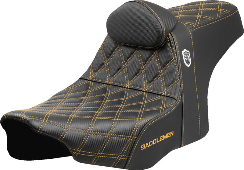 Saddlemen Pro Series SDC Performance Grip Seat for 2023-2026 Harley-Davidson Black Gold 2-Up Seat Saddlehyde™ #SC82307DB7
