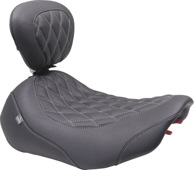 Mustang Wide Tripper™ Solo Seat for 2023-2026 Harley-Davidson Black Grey Polyurethane Vinyl #89503GM