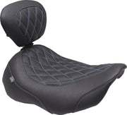 Mustang Wide Tripper™ Solo Seat for 2023-2026 Harley-Davidson Black Blue Polyurethane Vinyl #89503SB