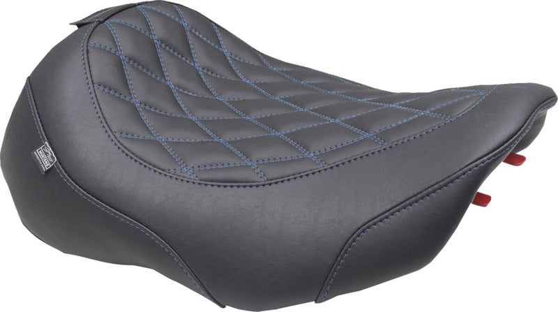 Mustang Wide Tripper™ Solo Seat for 2023-2026 Harley-Davidson Black Blue Polyurethane Vinyl #89503SB