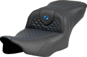 Saddlemen Dragon Scale Stitch RoadSofa™ Seat for 2023-2026 Harley-Davidson Black Blue 2-Up Seat Saddlehyde™