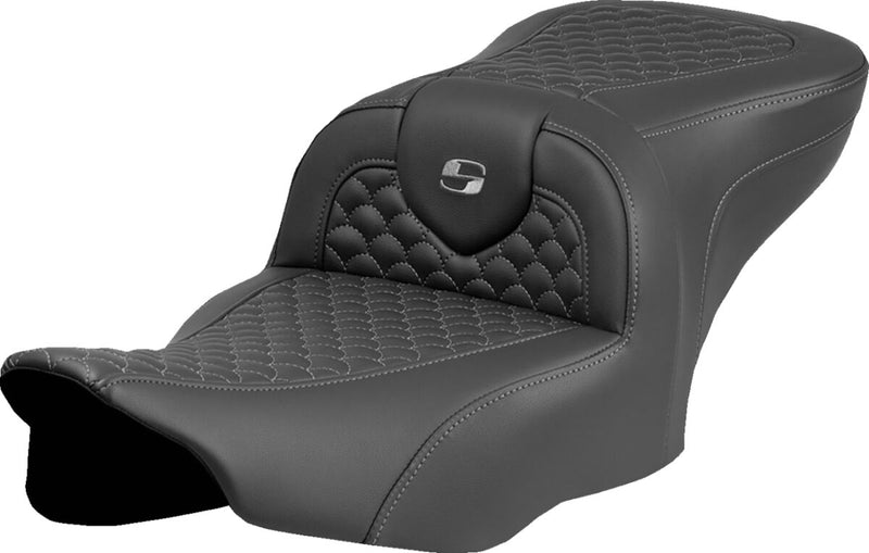 Saddlemen Dragon Scale Stitch RoadSofa™ Seat for 2023-2026 Harley-Davidson Black Grey 2-Up Seat Saddlehyde™ #823-07-20802