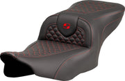 Saddlemen Dragon Scale Stitch RoadSofa™ Seat for 2023-2026 Harley-Davidson Black Red 2-Up Seat Saddlehyde™