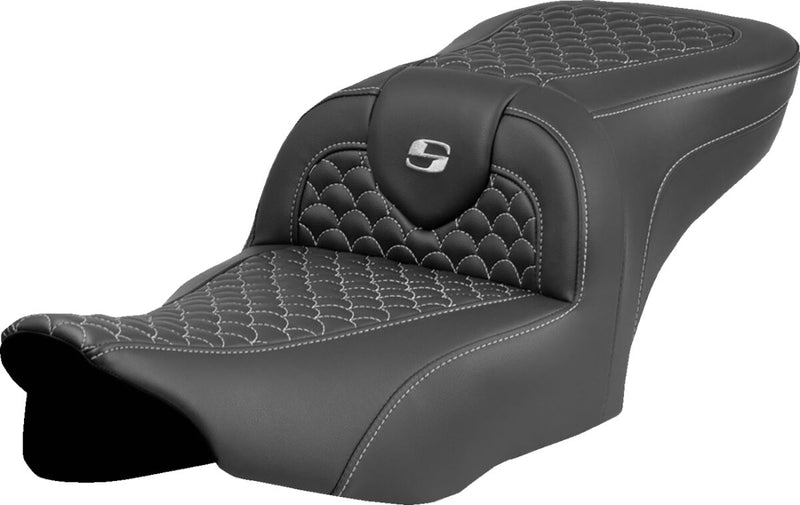Saddlemen Dragon Scale Stitch RoadSofa™ Seat for 2023-2026 Harley-Davidson Black Silver 2-Up Seat Saddlehyde™ #823-07-20805