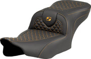 Saddlemen Dragon Scale Stitch RoadSofa™ Seat for 2023-2026 Harley-Davidson Black Gold 2-Up Seat Saddlehyde™