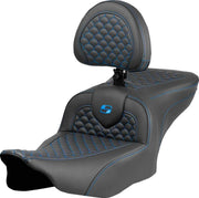 Saddlemen Dragon Scale Stitch RoadSofa™ Seat for 2023-2026 Harley-Davidson Black Blue 2-Up Seat Saddlehyde™ #823-07-208B1