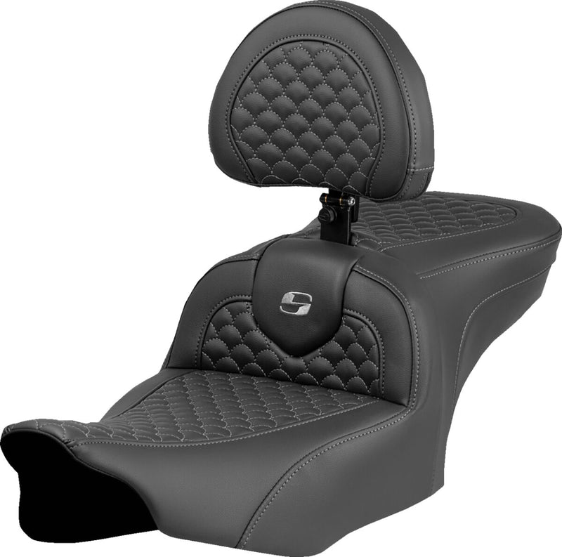 Saddlemen Dragon Scale Stitch RoadSofa™ Seat for 2023-2026 Harley-Davidson Black Grey 2-Up Seat Saddlehyde™ #823-07-208B2